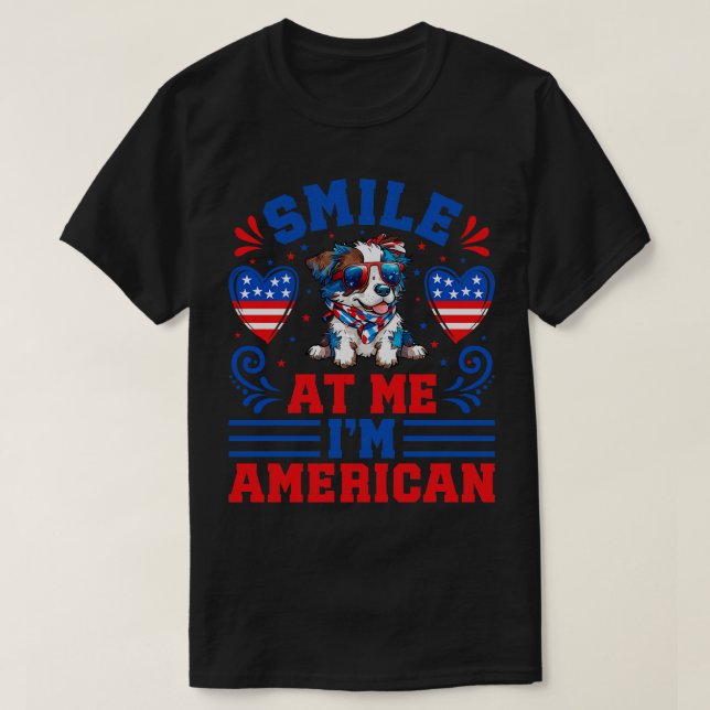 Camiseta Pastor Australiano Patriótico Perro 1 (Diseño del anverso)