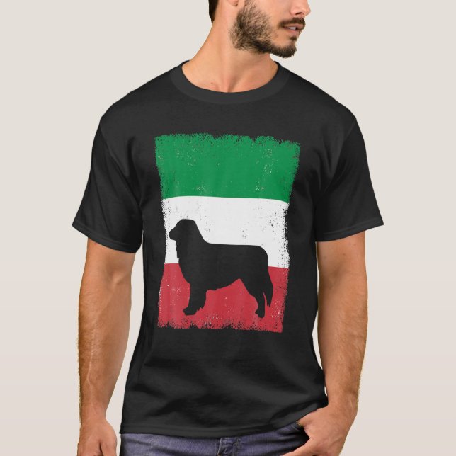 Camiseta Pastor australiano Perro Bandera Italiana (Anverso)