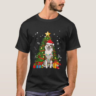 Camiseta Pastor australiano Santa Christmas Tree Light