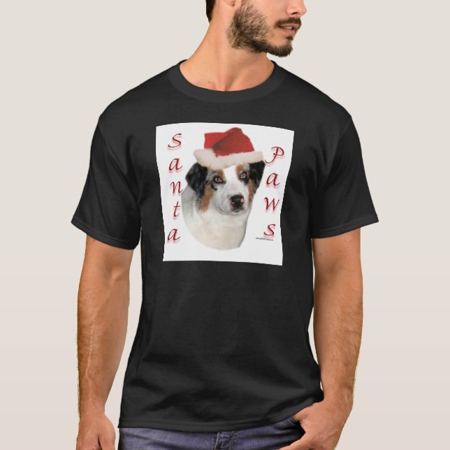 Camiseta Pastor australiano Santa Paws (Anverso)