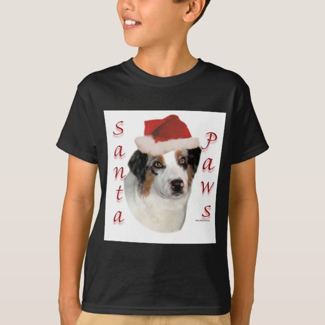 Camiseta Pastor australiano Santa Paws (Anverso)
