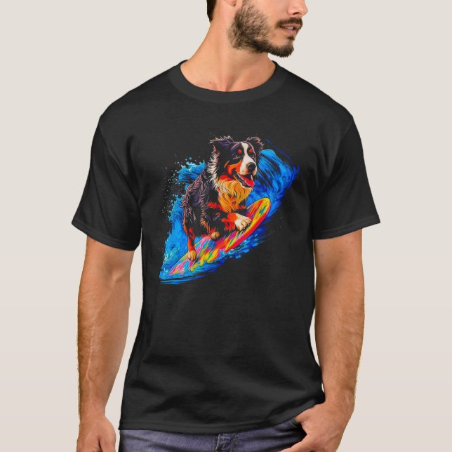 Camiseta Pastor Australiano Surfing Dog (Anverso)