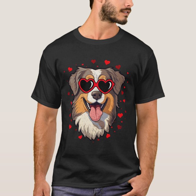 Camiseta Pastor australiano Valentine Heart Cute Dog Lover (Anverso)