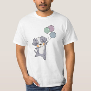 Camiseta Pastor Australiano vuela Con Globos