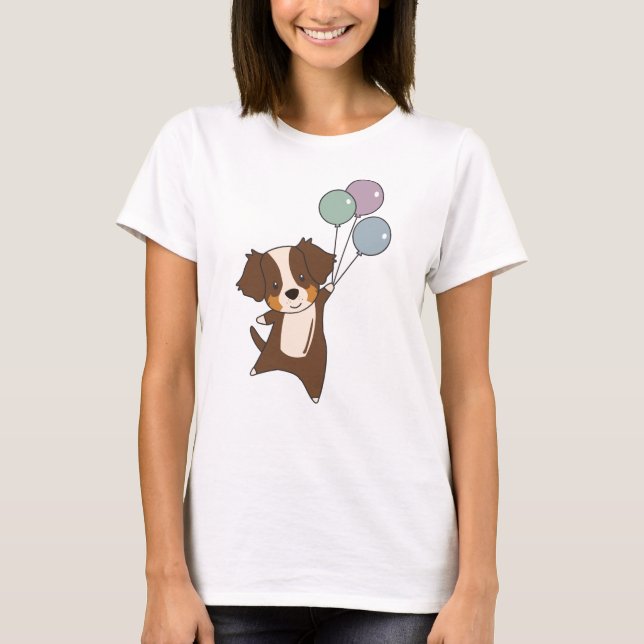 Camiseta Pastor Australiano vuela Con Globos (Anverso)