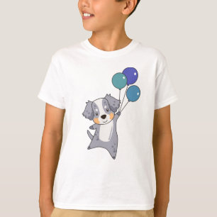 Camiseta Pastor Australiano vuela Con Globos