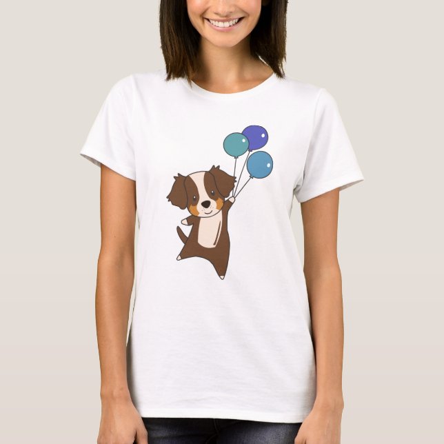 Camiseta Pastor Australiano vuela Con Globos Cuidados (Anverso)