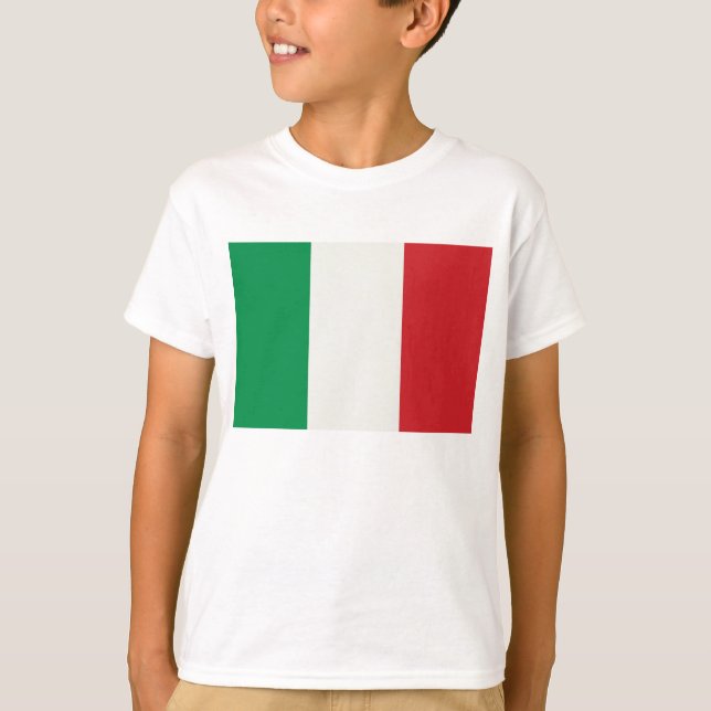 Camiseta pastor blanco de niño con Italia estandarte (Anverso)
