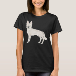 Camiseta Pastor blanco suizo GSD blanco Perro de dibujo ani