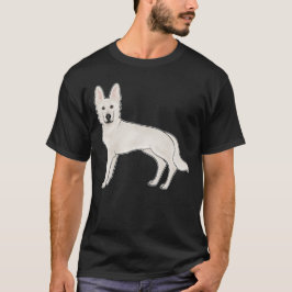 Camiseta Pastor blanco suizo GSD blanco Perro de dibujo ani