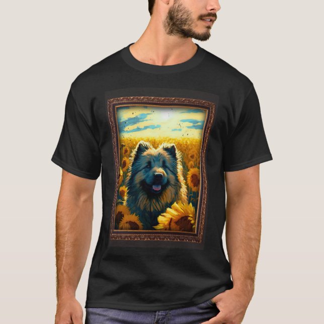 Camiseta Pastor caucásico Pintando Flor de girasol Mamá W (Anverso)