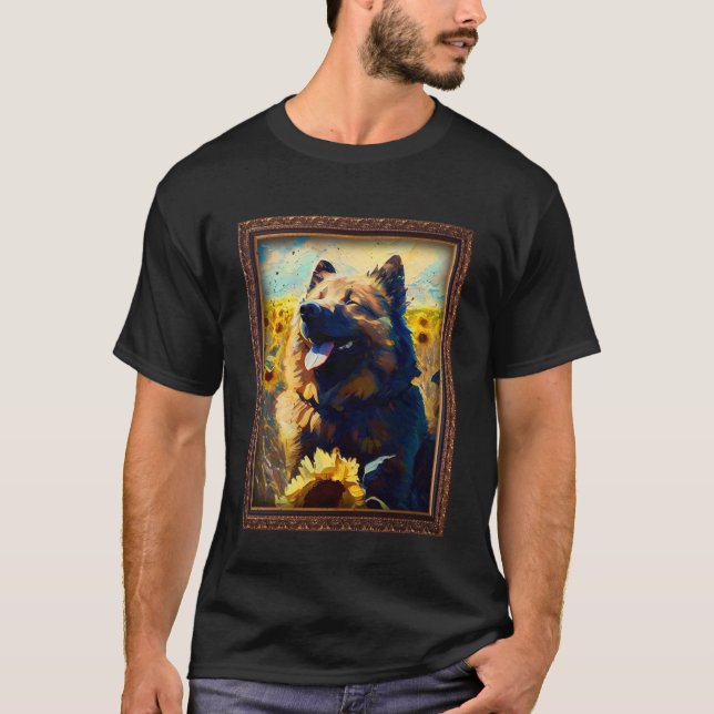 Camiseta Pastor caucásico Pintando Flor de girasol Mamá W (Anverso)