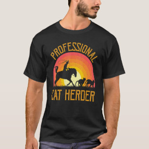 Camiseta Pastor de Gatos Profesional en el atardecer retro