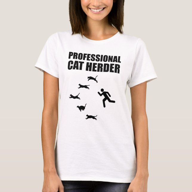 Camiseta Pastor de Gatos Profesionales Graciosos Pastores d (Anverso)