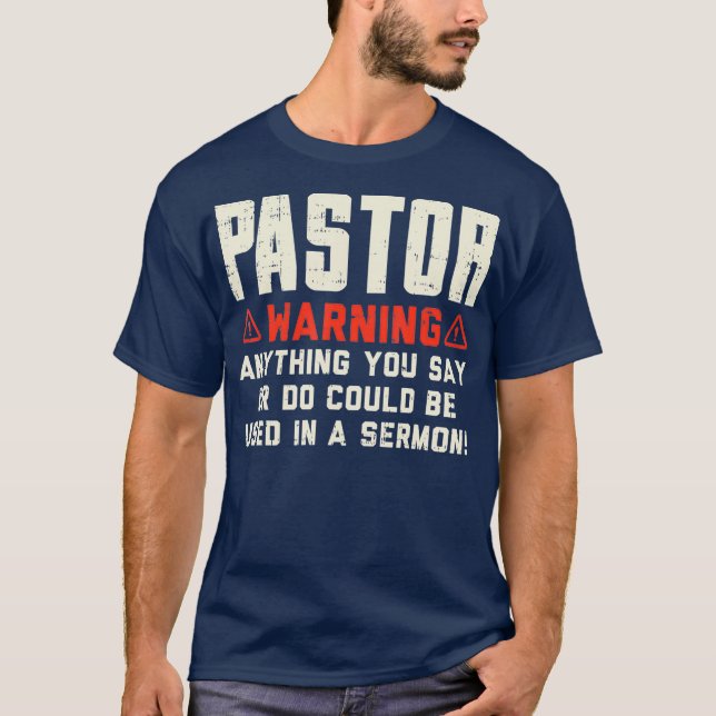 Camiseta Pastor de Hombres Advertencia Sermon Gracioso Rega (Anverso)