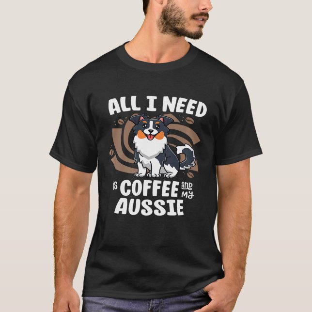 Camiseta Pastor De Mamá Australiana Café Y Perro Mamá Aussi (Anverso)