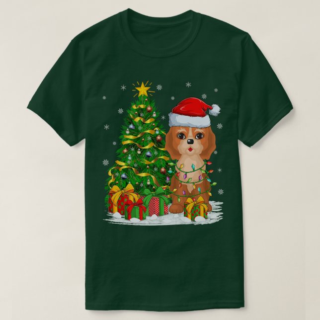 Camiseta Pastor de Perro Cockapoo Árbol de Navidad Santa Co (Diseño del anverso)