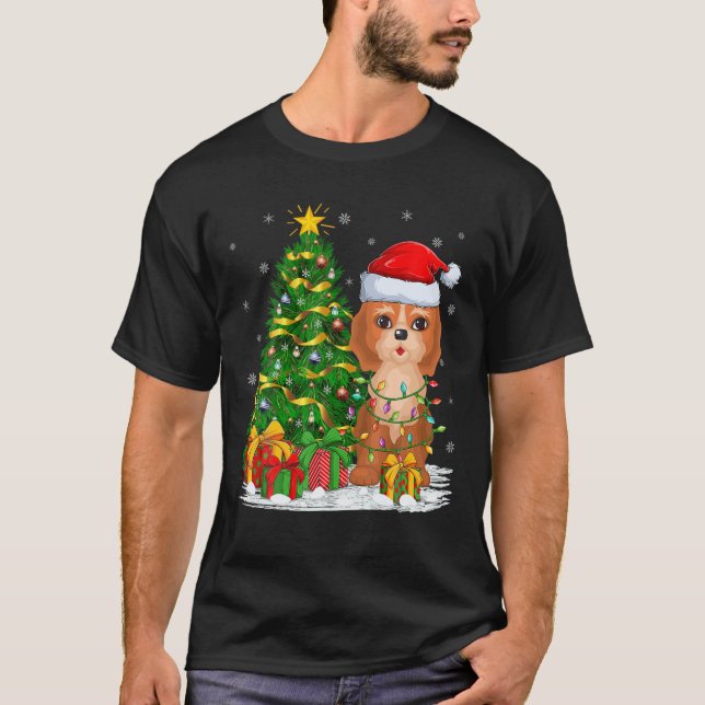 Camiseta Pastor de Perro Cockapoo Árbol de Navidad Santa Co (Anverso)
