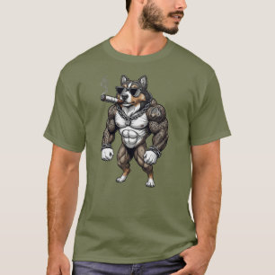 Camiseta Pastor de Shetland, musculoso, tatuado, culturista