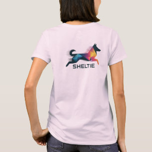 Camiseta Pastor de shetland poligonal en amarillo y azul