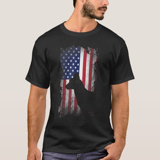 Camiseta Pastor Holandés Patriótico Bandera Estadounidense  (Anverso)
