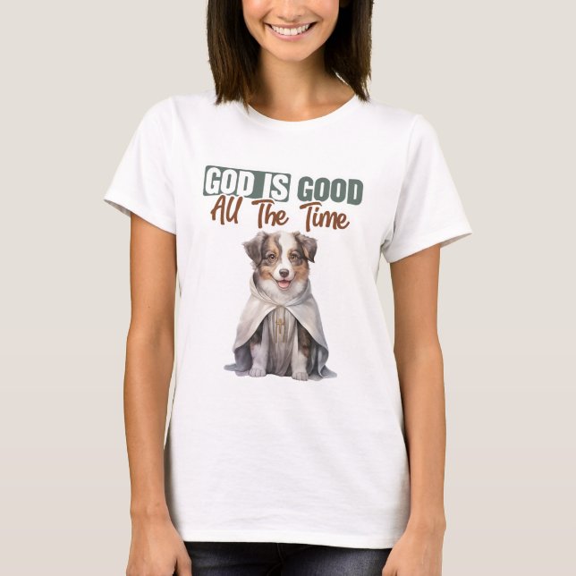 Camiseta Pastor Pastor Australiano Dios es Bueno (Anverso)