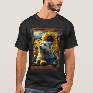 Camiseta Pastor Pirineo Pintando Flor De Girasol Mamá Wo