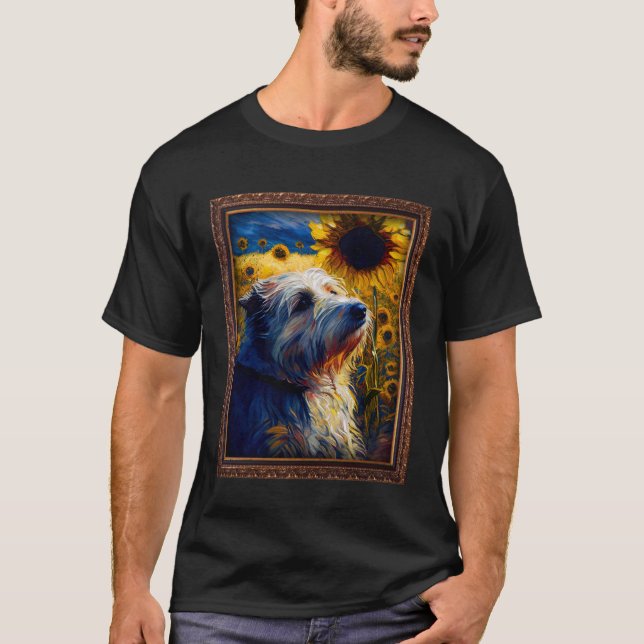 Camiseta Pastor Pirineo Pintando Flor De Girasol Mamá Wo (Anverso)