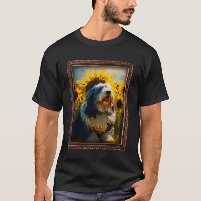 Camiseta Pastor polaco de Lowland Pintando Flor de girasol (Anverso)