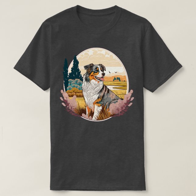 Camiseta Pastor Retro Australiano (Diseño del anverso)