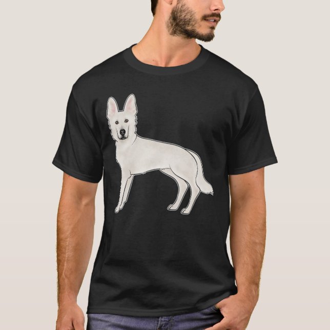 Camiseta Pastor Suizo Blanco Pastor Alemán Blanco Perro De  (Anverso)