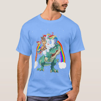 Camiseta Pastor Unicornio Montando Dinosaurios Tre Gracioso