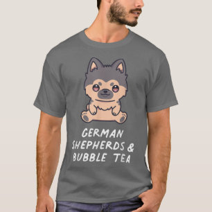Camiseta Pastores alemanes y té de burbuja Kawaii Anime Per