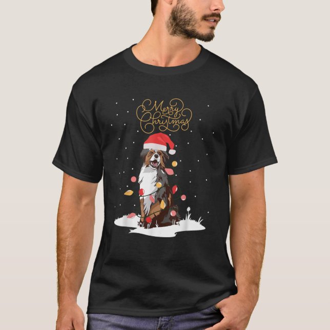 Camiseta Pastores australianos Feliz Navidad Aussie Xmas C (Anverso)