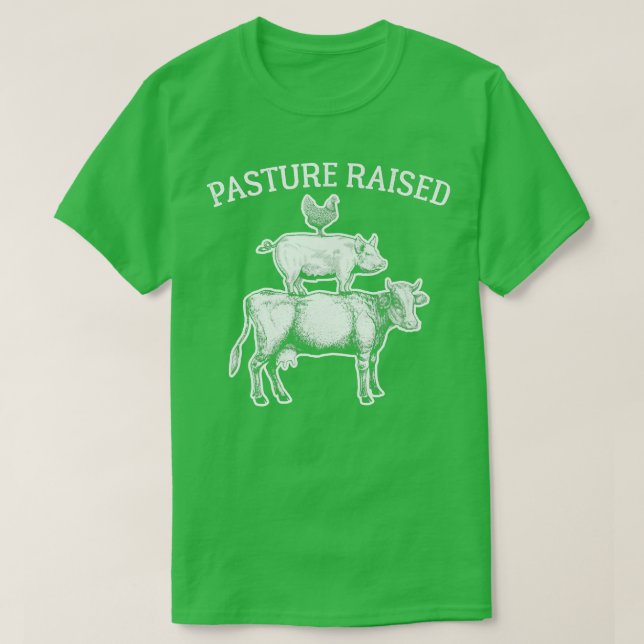 Camiseta Pasture Raised Eggs Chicken Pork Organic Beef Cow  (Diseño del anverso)