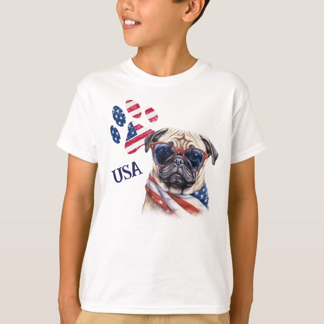 Camiseta Pata de la bandera de los Estados Unidos Patriótic (Anverso)