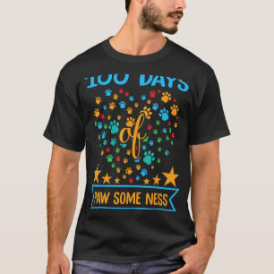 Camiseta Pata de perro 100º día de escuela Perro 100 días P