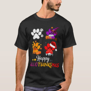 Camiseta Pata de perro Bonito Feliz Hallothanksmas
