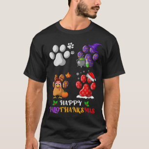 Camiseta Pata de perro Cute Happy Hallothanksmas