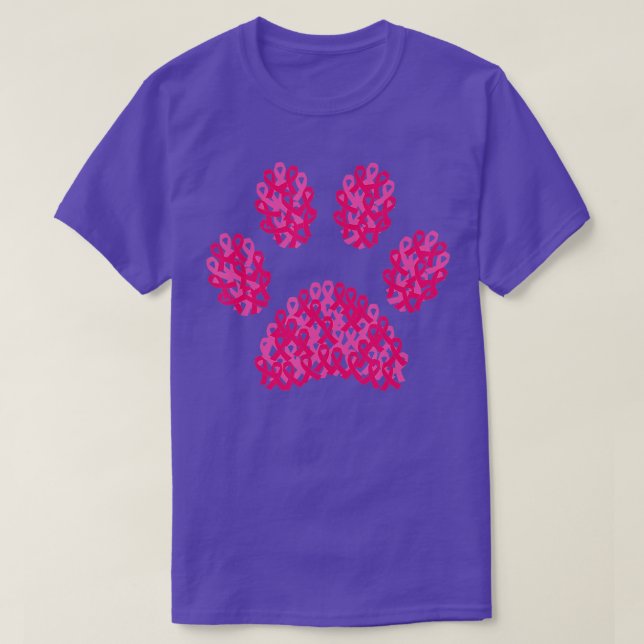 Camiseta Pata de perro de cinta rosa imprimió conciencia so (Diseño del anverso)