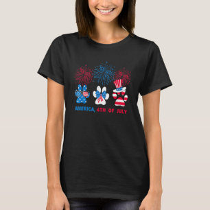 Camiseta Pata de perro roja blanca azul América 4 de julio