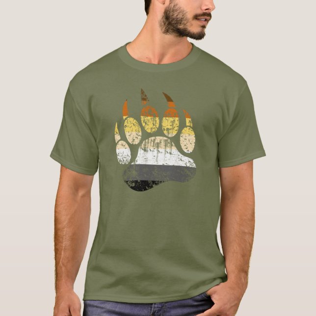 Camiseta Pata del oso de la bandera del orgullo del oso con (Anverso)