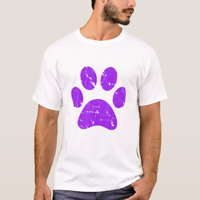 Camiseta Pata violeta púrpura Papelera Novedad de perro cam (Anverso)