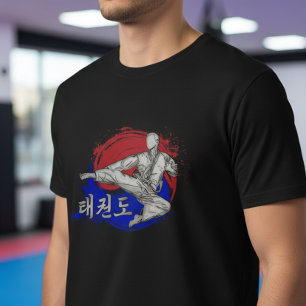 Camiseta Patada de Taekwondo con Arte de Tinta de Bandera C