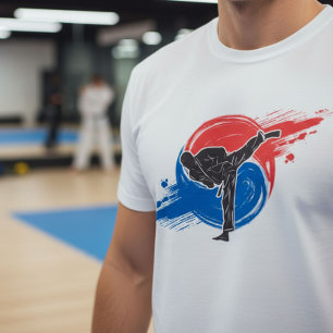 Camiseta Patada de Taekwondo con pincelada coreana Taegeuk