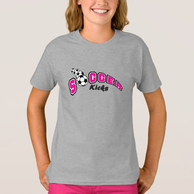 Camiseta Patadas de Fútbol - Rosa Brillante (Anverso)