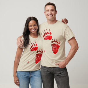 Camiseta Patas de oso rojas (frente y parte posterior) -
