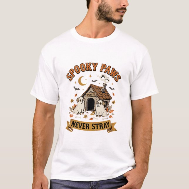 Camiseta Patas de perro fantasma de Halloween (Anverso)