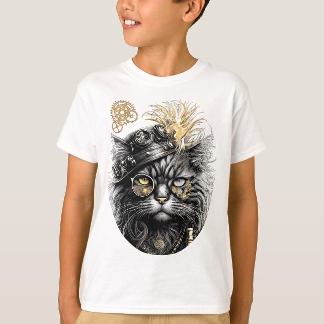 Camiseta Patas descaradas El gato steampunk funky  (Anverso)