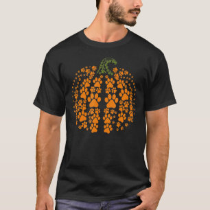 Camiseta Patas Perro y Gato Calabaza y Mascota Linda